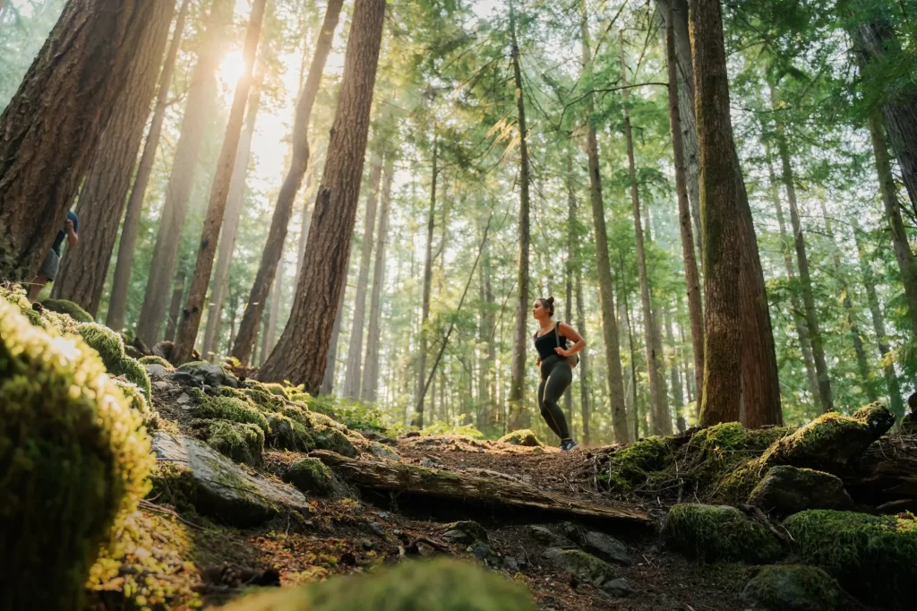 woman hiking in the woods