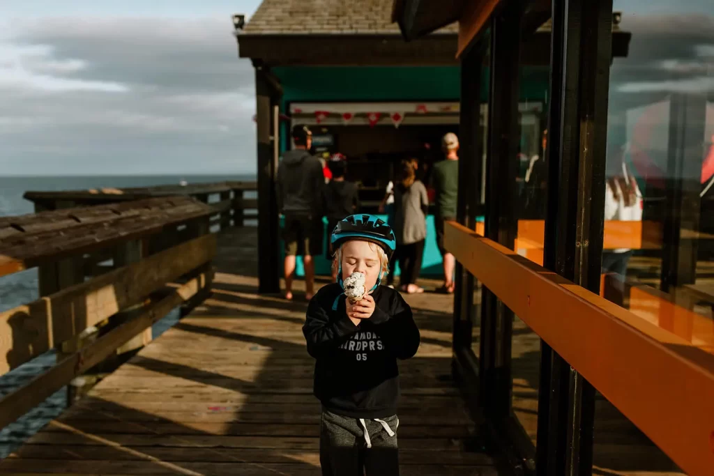 Child Eating Ice Cream Discovery Fishing Pier Campbell River