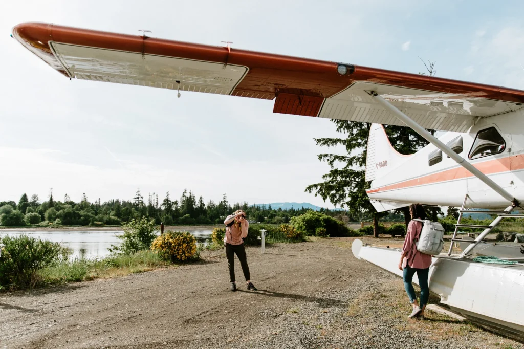 Couple Photographs Float Plane Corilair Charters | Destination Campbell River